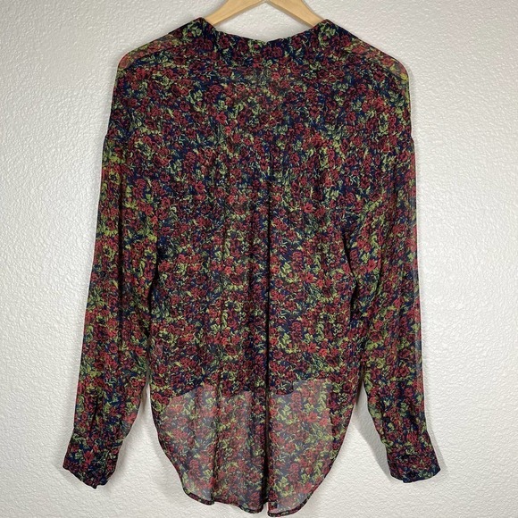 Free People‎ Blouse Easy Rider Button Front Multicolor Floral Size XS - Picture 4 of 11